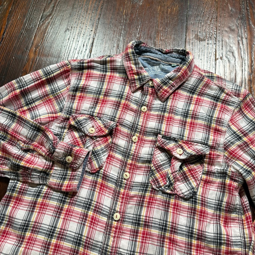 True Grit Flannel Shirt Mens Large Red Plaid Cowboy Western Lightweight